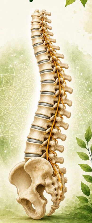 Illustration of the human spine and its network of spinal nerves